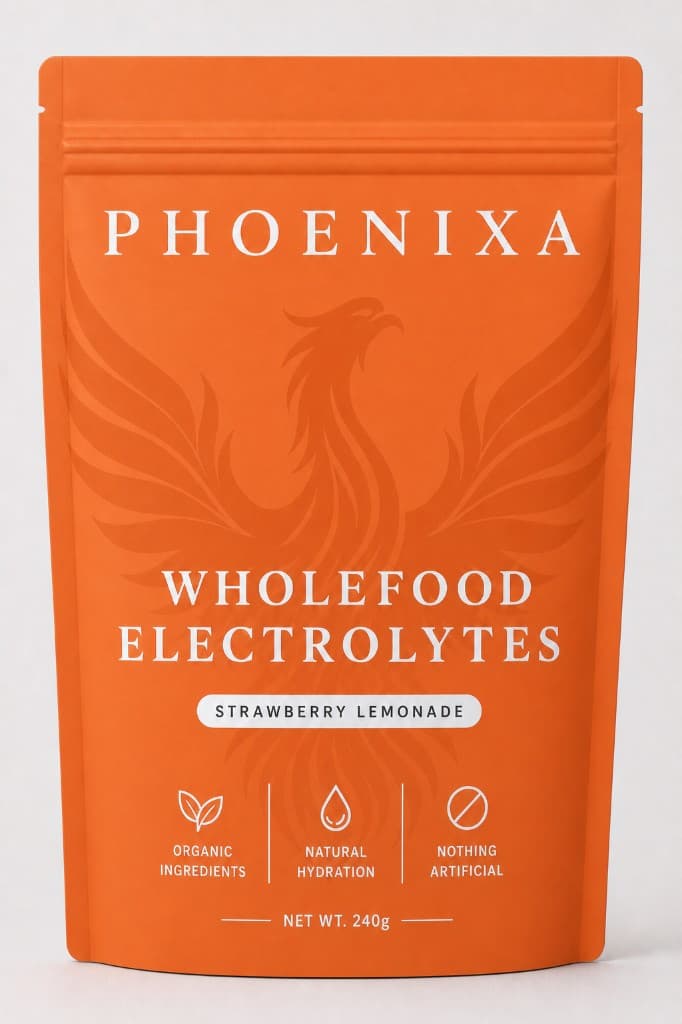Phoenixa Wholefood Electrolytes, Strawberry Lemonade pouch — front